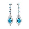 18k Solid Gold Earrings Natural Swiss Blue Topaz Real Diamonds Tear Drop Shape Dangle Halo Earrings Wedding Party Gift For Her