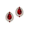 18k Solid Gold Cute Minimalist Halo Stud Earrings Lab Grown Ruby Gemstone Real Diamonds Fine Birthstone Earrings Gift For Wife