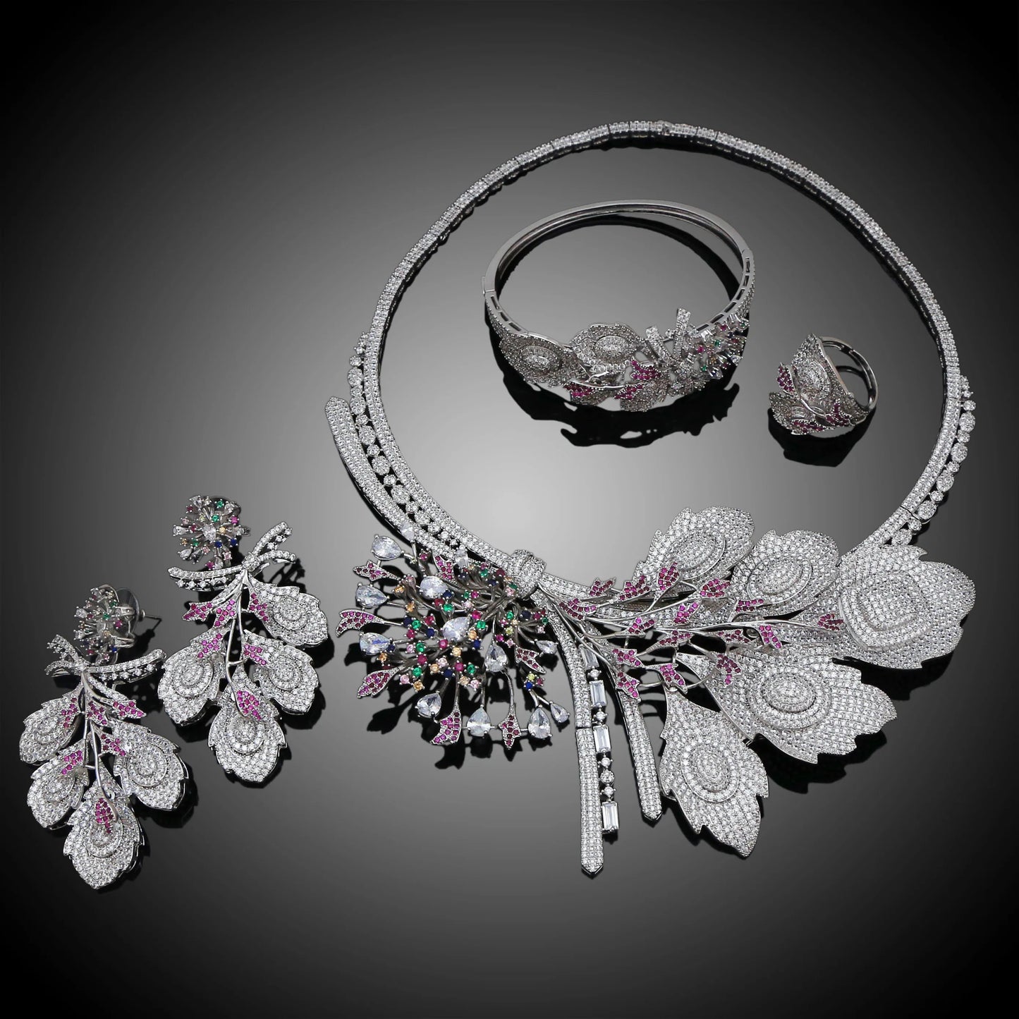Zhuerrui American Gold Plated Jewelry Sets Women Wedding Jewelry Set Bridal Luxurious Jewelry Sets HZ18110704