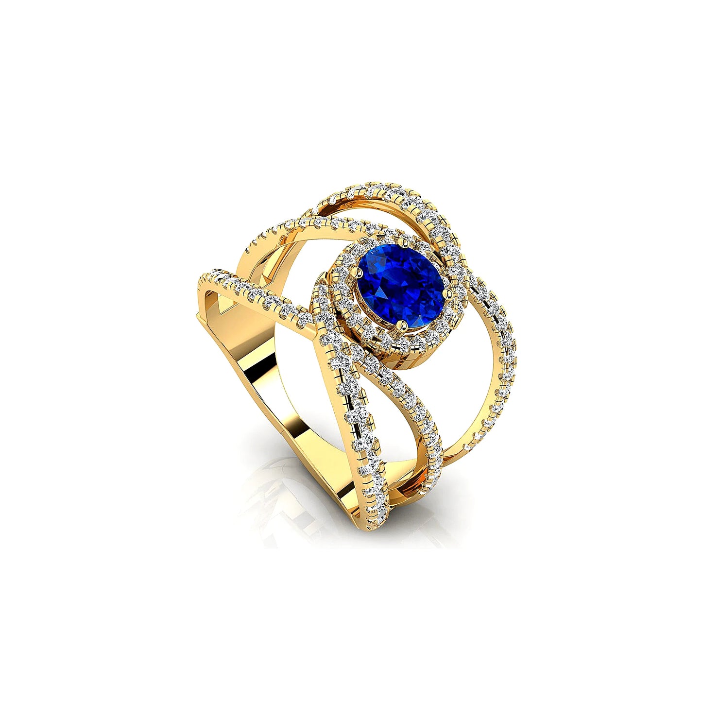 Lab Grown Blue Sapphire Gemstone Solitaire Diamonds Engagement Wedding Rings 18k Solid Gold Rhodium Plated Luxurious Birthstone