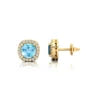 Natural Aquamarine Gemstone & Real Diamonds Stud Halo Earrings For Women 18k Solid Gold Fine Anniversary Gift For Wife ODM OEM
