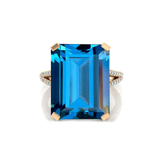 Wholesale 14kt Solid Gold Fine Classic Bridal Rings Natural Swiss Blue Topaz Gemstone Real Diamonds Halo Solitaire Wedding Party