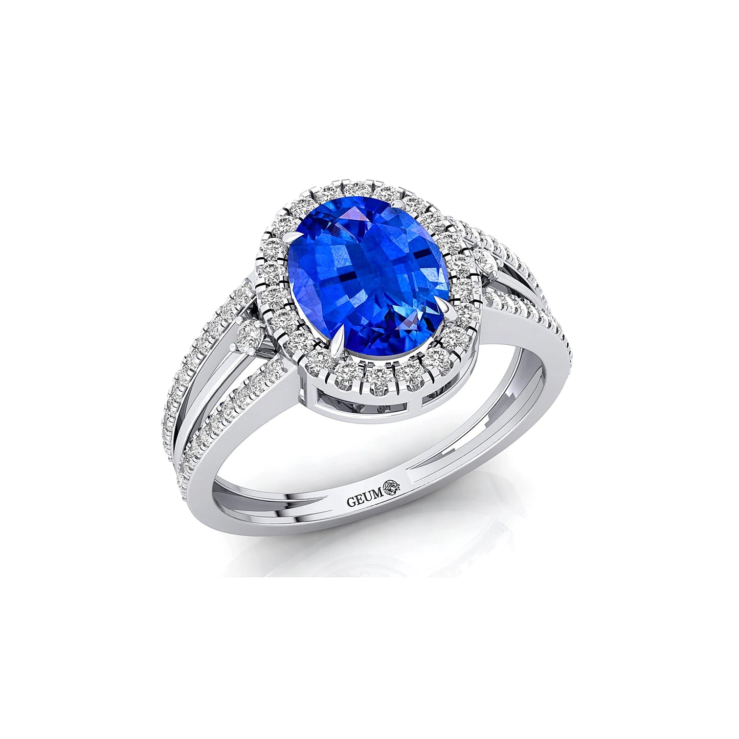 Lab Grown Blue Sapphire Gemstone Luxury Round Cut Diamond 14K Real Gold Ring Fine Jewelry Anniversary Party Valentine Gift Rings