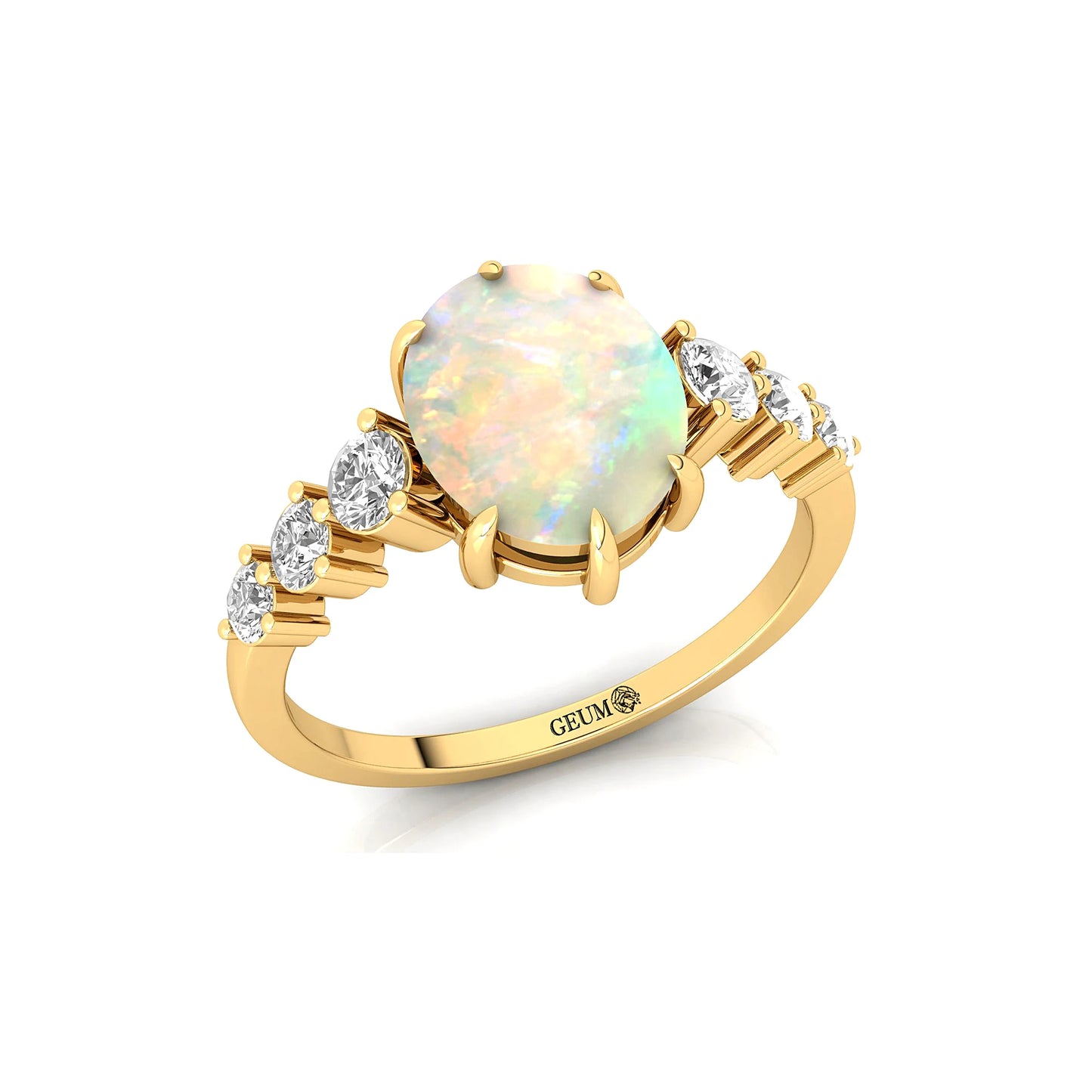 Genuine Natural Diamond Cluster Ring Ethiopian Opal Gemstone Solid 18k White/Yellow/Rose Gold Classic Wedding Fine Jewelry OEM