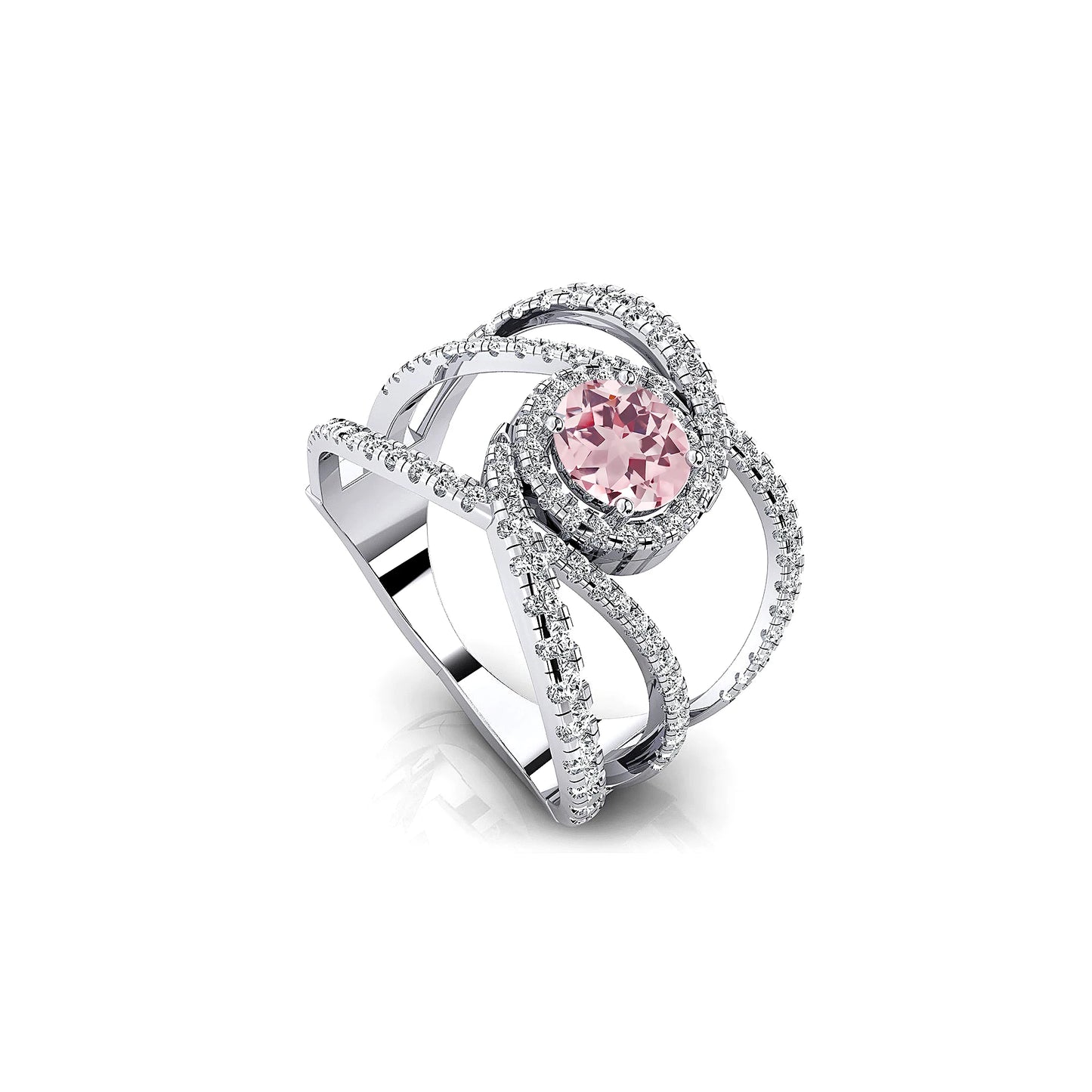 Natural Morganite Gemstone Real Diamond Cluster Rings 18k Solid Rose White Yellow Gold Solitaire Halo Fine Jewelry Gift For Wife