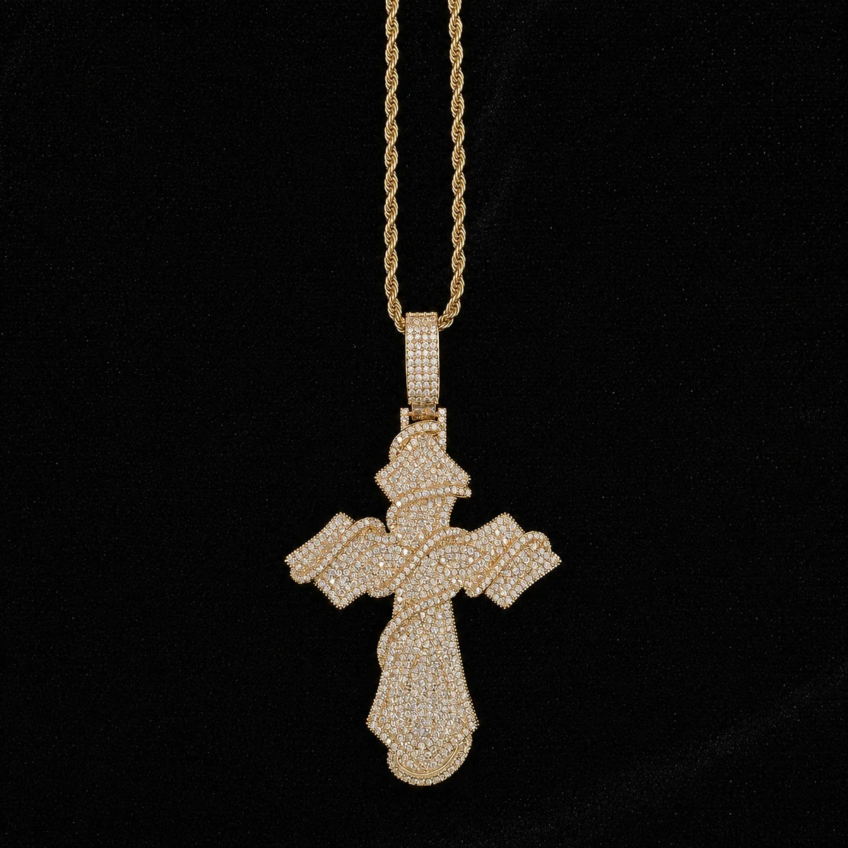 Hip Hop Jewelry Thorns With Cross Pendant Brass Zircon Iced Out Religious Jewelry for Men Women Hip Hop Pendant