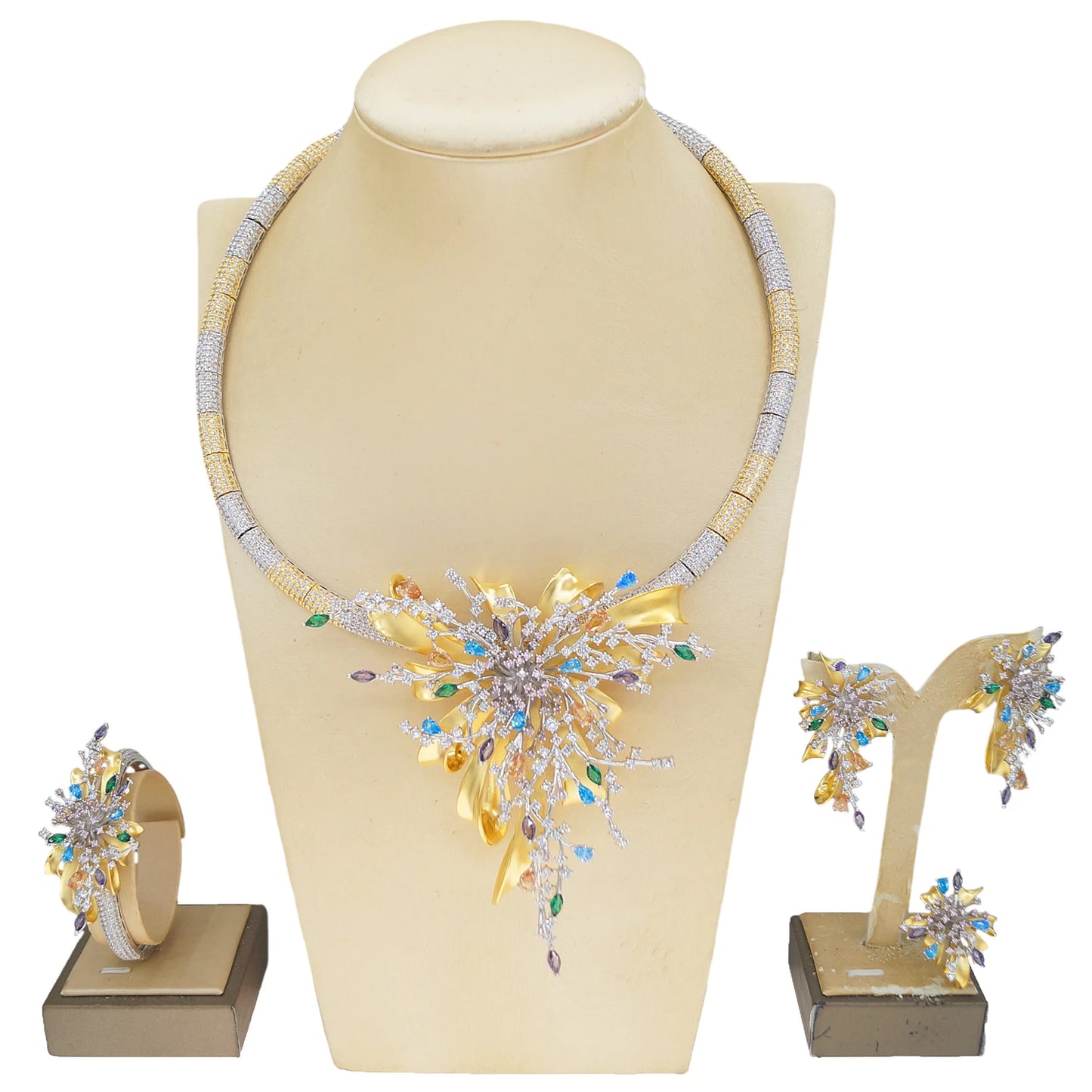 Zhuerrui New Design Sense Jewelry Set American High-end Diamond Series Ladies Classic Inheritance Wedding Four SetsHZ24740209