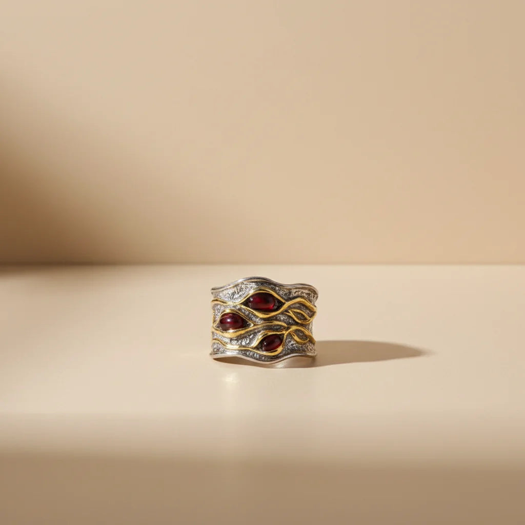 Unisex 925 Sterling Silver Jewelry Wedding Rings Birthday Gift Garnet Ring