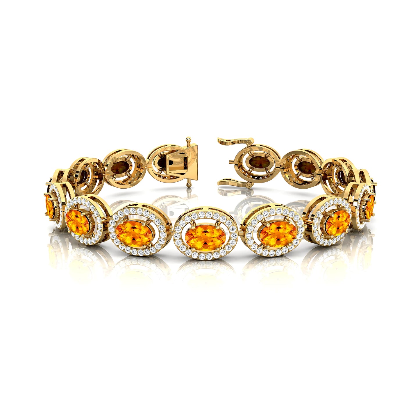 14kt Gold Natural Oval Cut Citrine & Round Diamond Tennis Bracelet Fine Jewelry Wedding Wear Unisexual 2025 Trendy Bracelets RTS