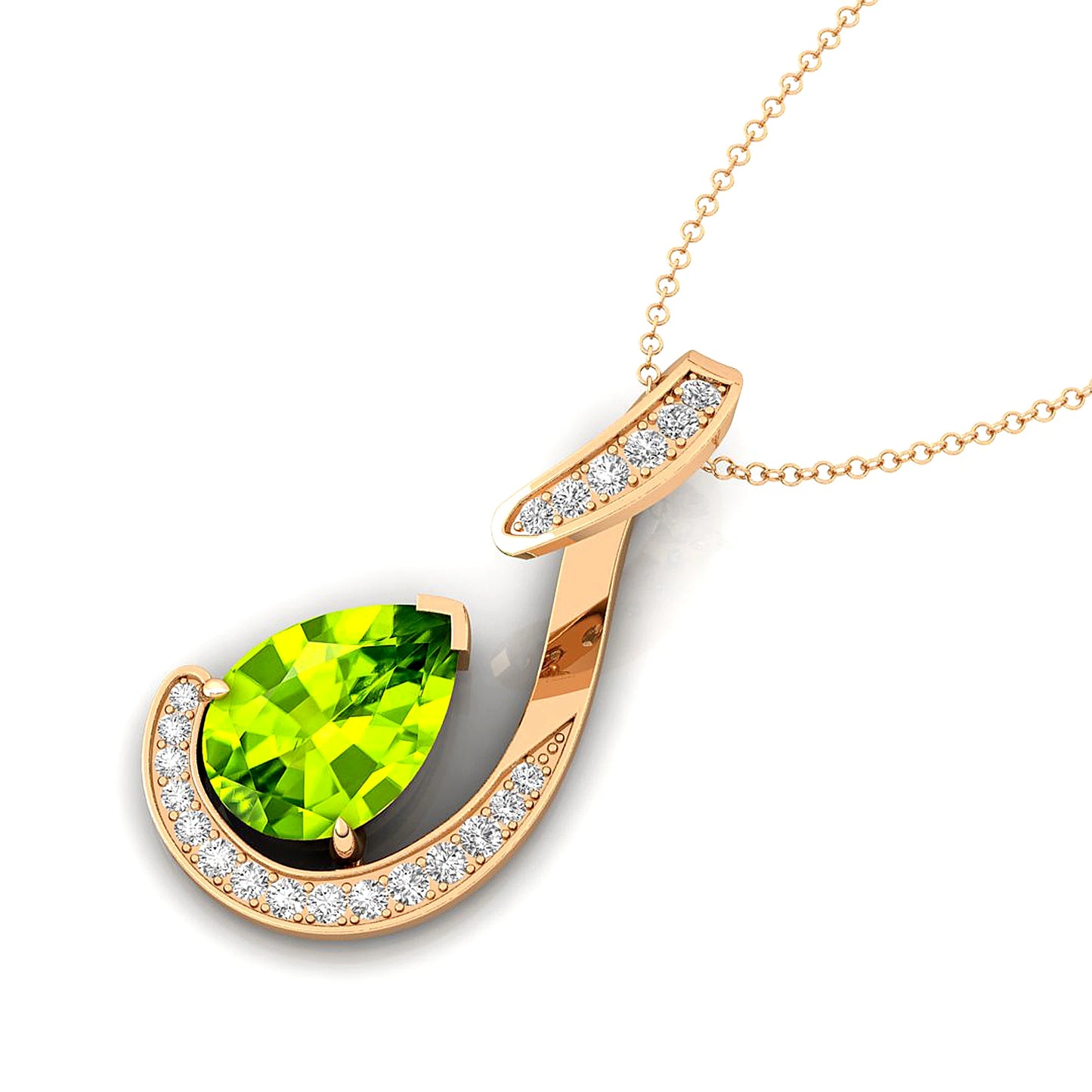 Pear Cut Natural Peridot Gemstone & Real Diamond Charm Pendant in 18K Solid Gold Pendant Custom Bridal Fine Jewelry OEM ODM