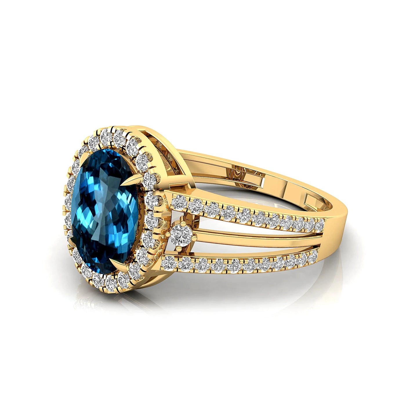 Beautiful London Blue Topaz 14k Solid Gold Wedding Engagement Classic Designer Custom Fine Jewelry Anniversary OEM Prong Setting