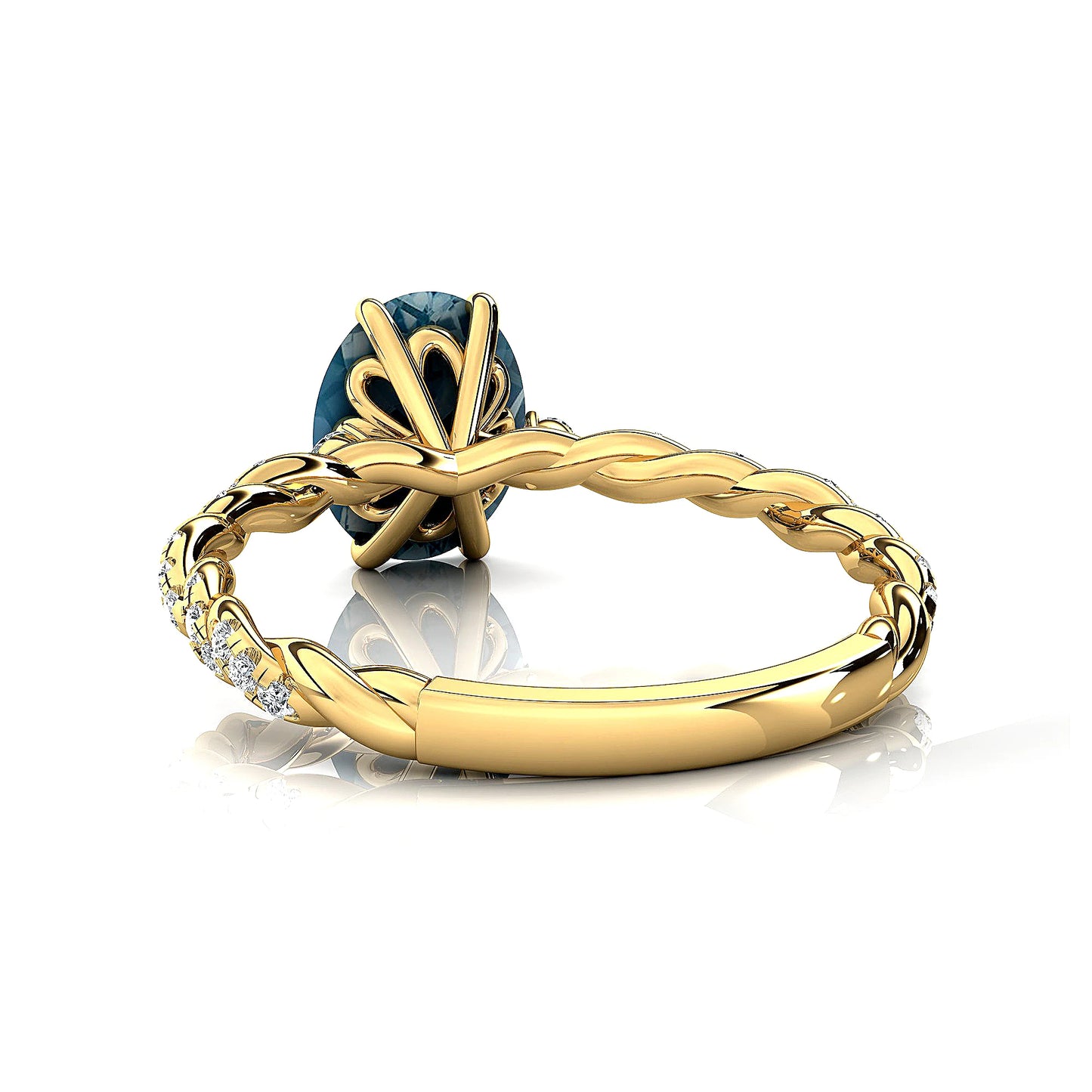 14K Solid Gold Rhodium Plated Natural Aquamarine & White Diamond Rings Luxurious Fine Jewelry for Party & Wedding Wholesale