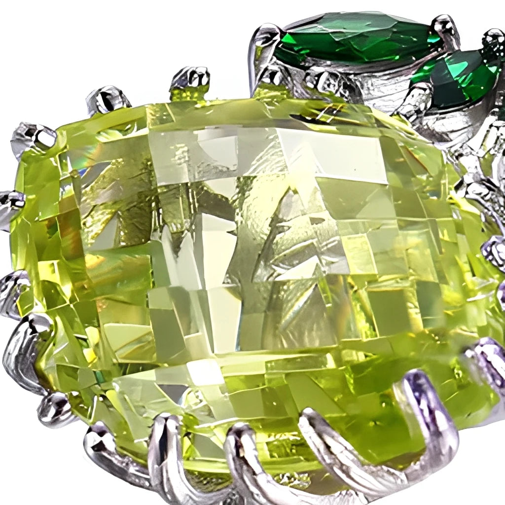 Flower Design 925 Sterling Silver Rings Jewelry with Green Zircon