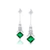 Quality Lab Grown Emerald Dangle Drop Earrings With Diamonds 18k Solid Yellow Gold Rhodium Plated Wedding Party May Birthstone