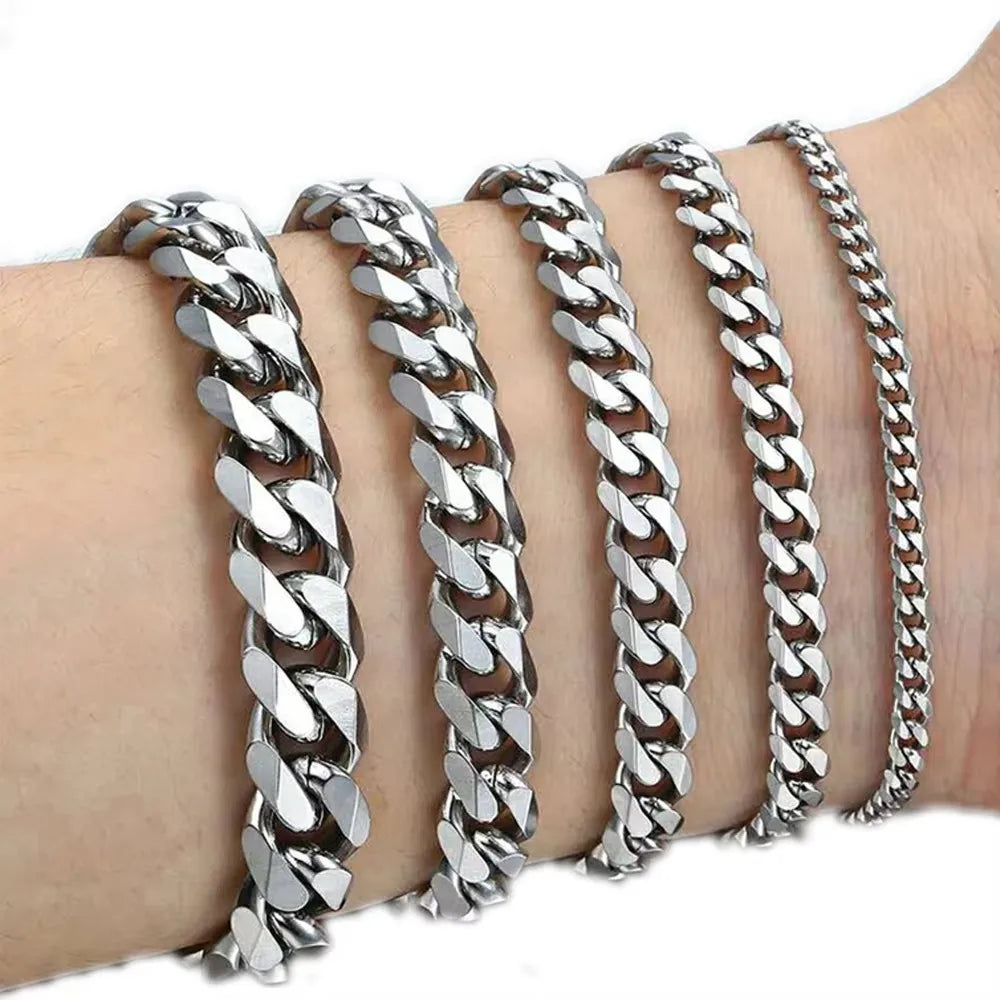 REBEL BMYF007-Ya Stainless Steel Six-Side Chain Black Color Men Women Bracelet Jewelry Couple's Gift