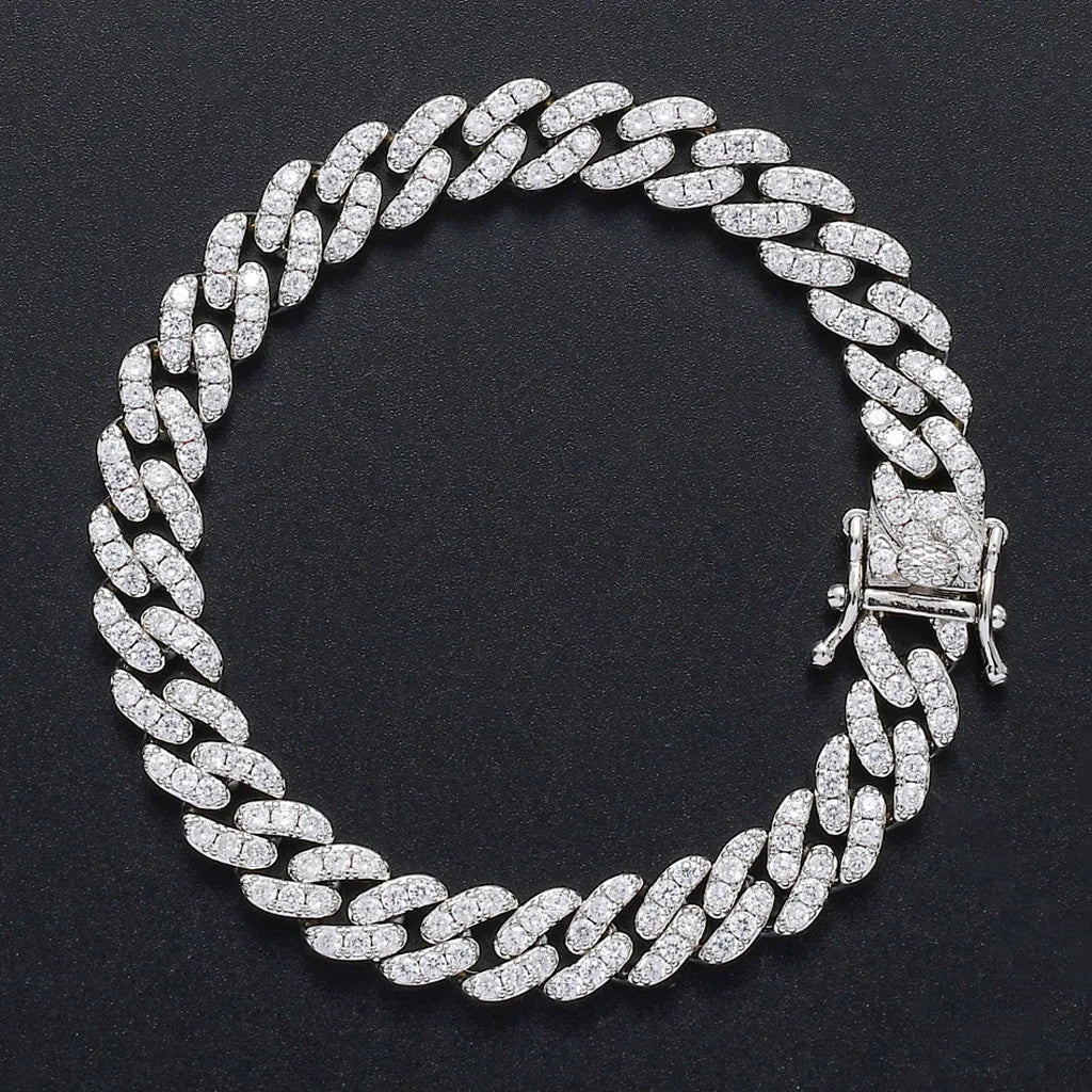 9mm Iced Out Cuban Bracelet Single Row 5A Zircon Hip Hop Jewelry for Men Women Fashion Bacelet Wholesale