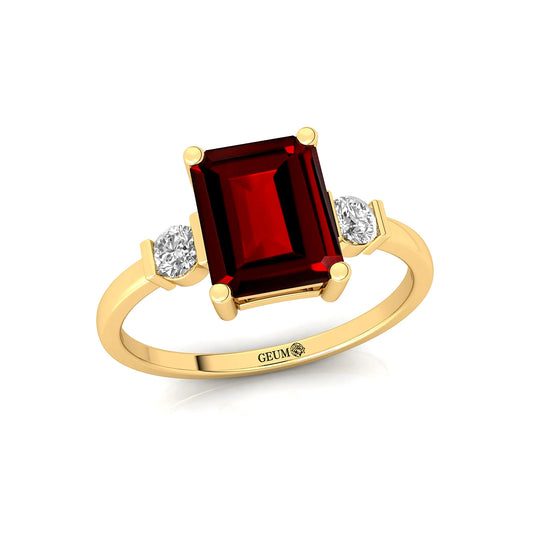 Perfect Natural Garnet Gemstone Genuine IGI Certified Diamond Halo Solitaire Ring 18k Pure Gold Luxurious Gift for Her