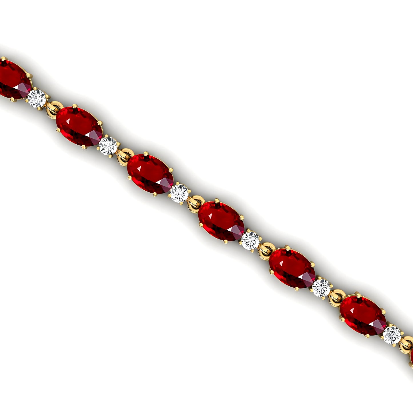 14K Solid Gold Customize Prong Setting Natural Ruby & Diamond Tennis Chain Bracelet for Women Luxury Valentine Day Gift Bracelet