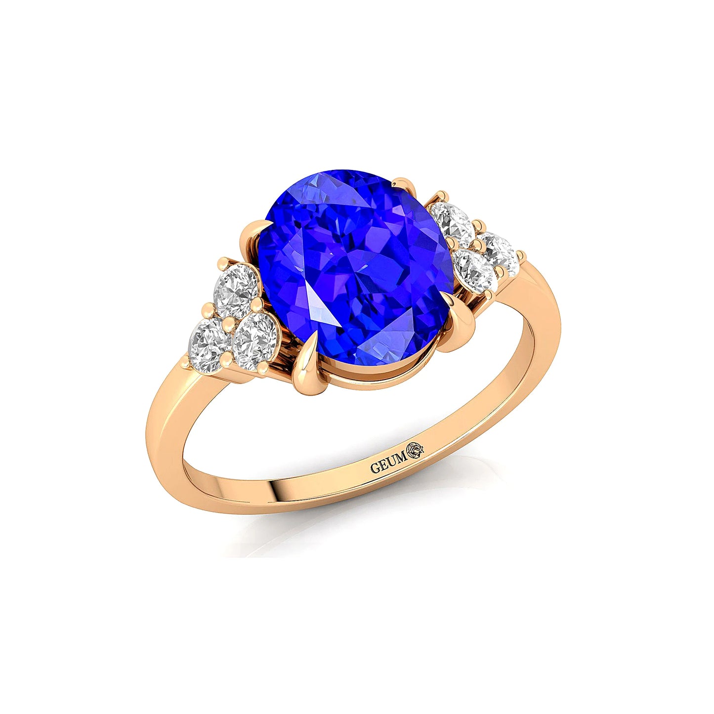 New Arrival Classic Minimalist Oval Shaped Natural Tanzanite Gemstone Real Diamond Halo Solitaire Wedding Rings 14k Solid Gold
