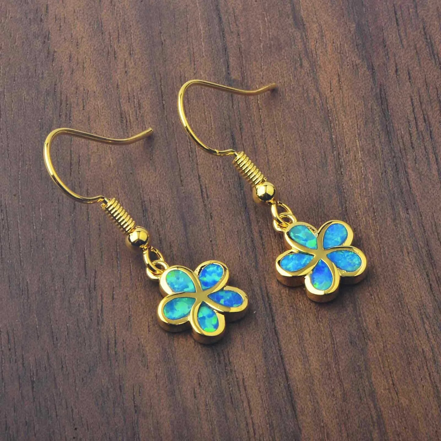 TikTok ins European and American style Opal blue women's Australian opal flower earrings Opal earrings wholesale
