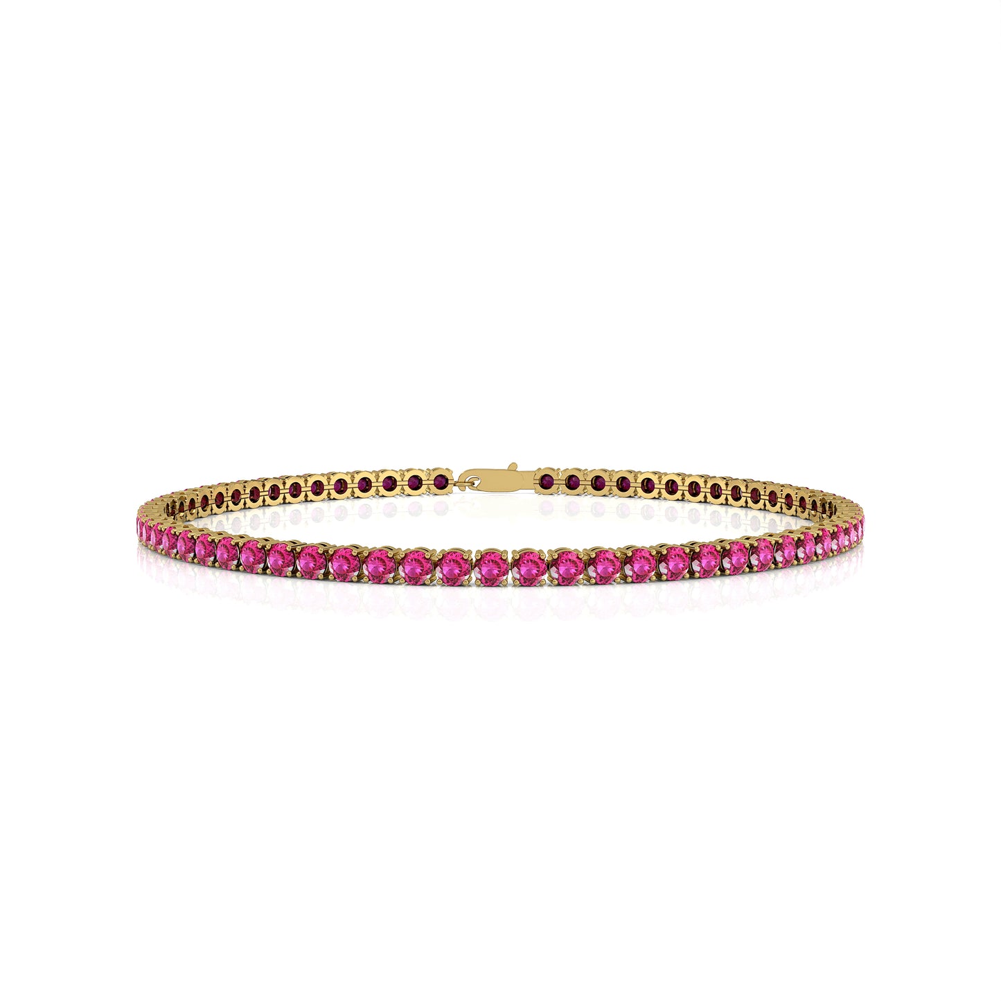 14K Gold Classic Tennis Bracelet Natural Pink Sapphire Cut Gemstone 2.00 Ctw Customized Size for Wedding Party Gift-Direct