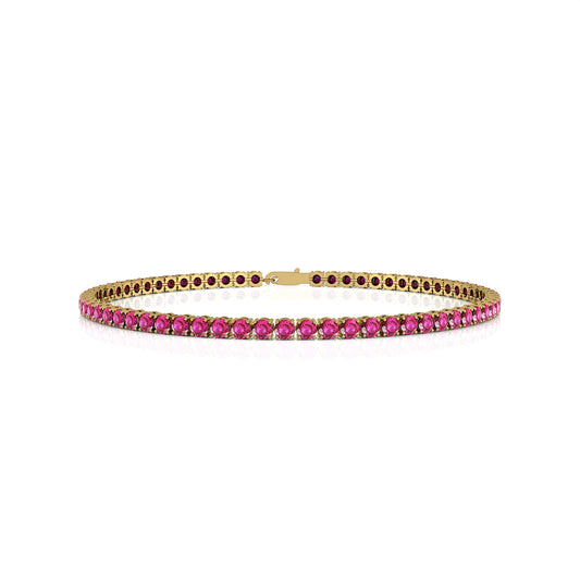 14K Gold Classic Tennis Bracelet Natural Pink Sapphire Cut Gemstone 2.00 Ctw Customized Size for Wedding Party Gift-Direct