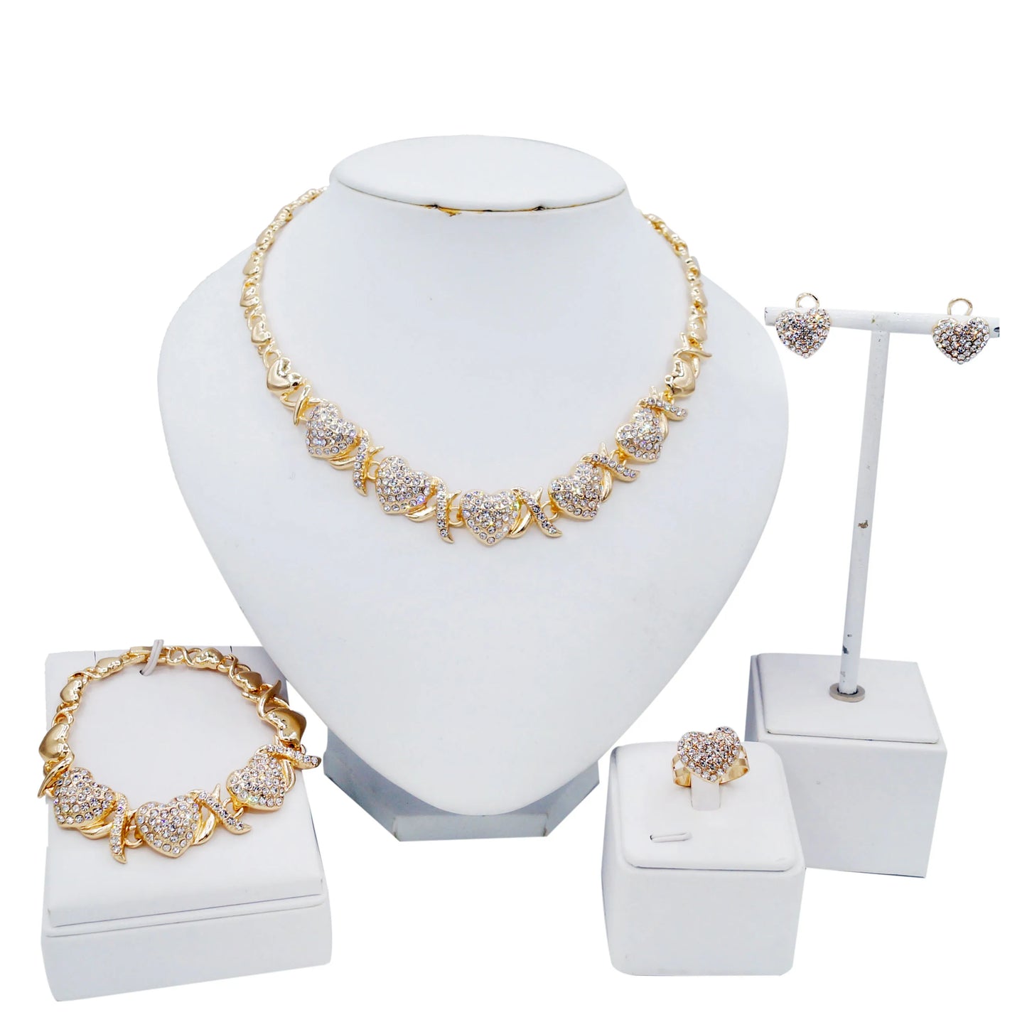 Zhuerrui Big Heart Hugs and Kisses I Love You Jewelry Set American Heart to Heart Xoxo Jewelry Sets Wedding Party Woman X0103