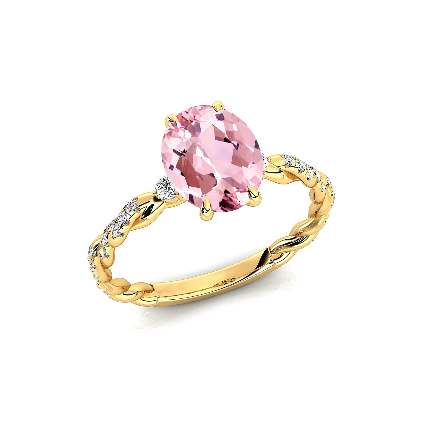 Genuine Morganite Gemstone Real Diamonds Halo Style Solitaire Rings Rhodium 18k Solid Rose White Yellow Gold Jewelry for Party