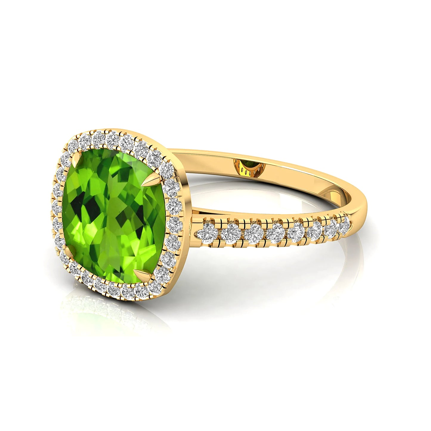 Genuine Peridot 18k Solid Gold August Birthstone Wedding Ring Anniversary Gift Natural Cut Diamond Engagement Ring for Party