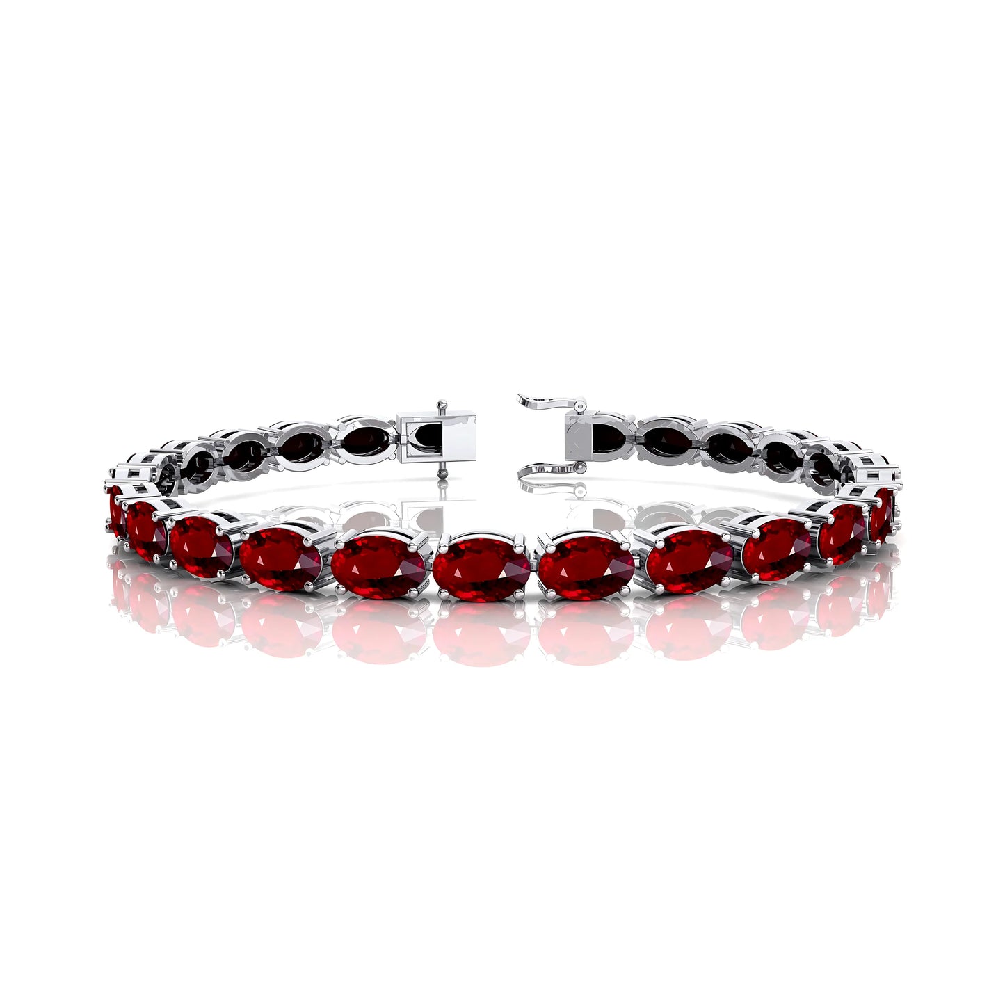 New 2025 Trendy Style 10K 14K 18K Pure Gold Ruby Gemstone Tennis Bracelets Prong Set 6x4mm Oval Cut Natural Ruby Tennis Bracelet