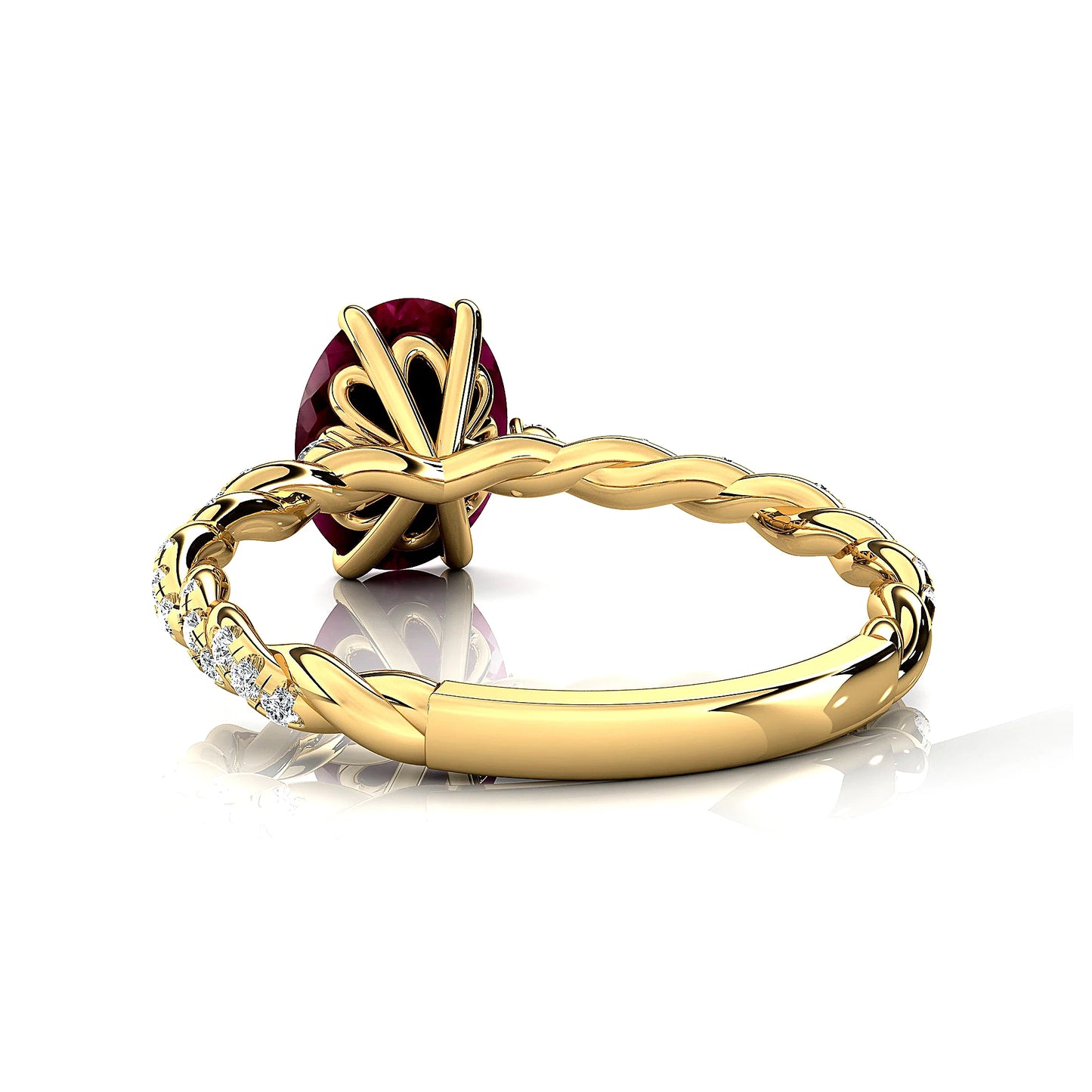 Lab Grown Pink Sapphire Gemstone & Real Diamonds Halo Cluster Bridal Wedding Rings 18k Solid Gold Rhodium Plated Premium