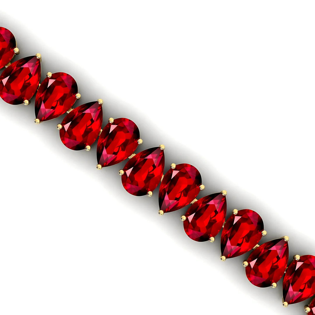 14K Gold 6*4 Pear Cut Ruby Precious Gemstone Tennis Bracelet Handmade Engagement Wedding Gift Geometric Luxury Tennis Bracelets