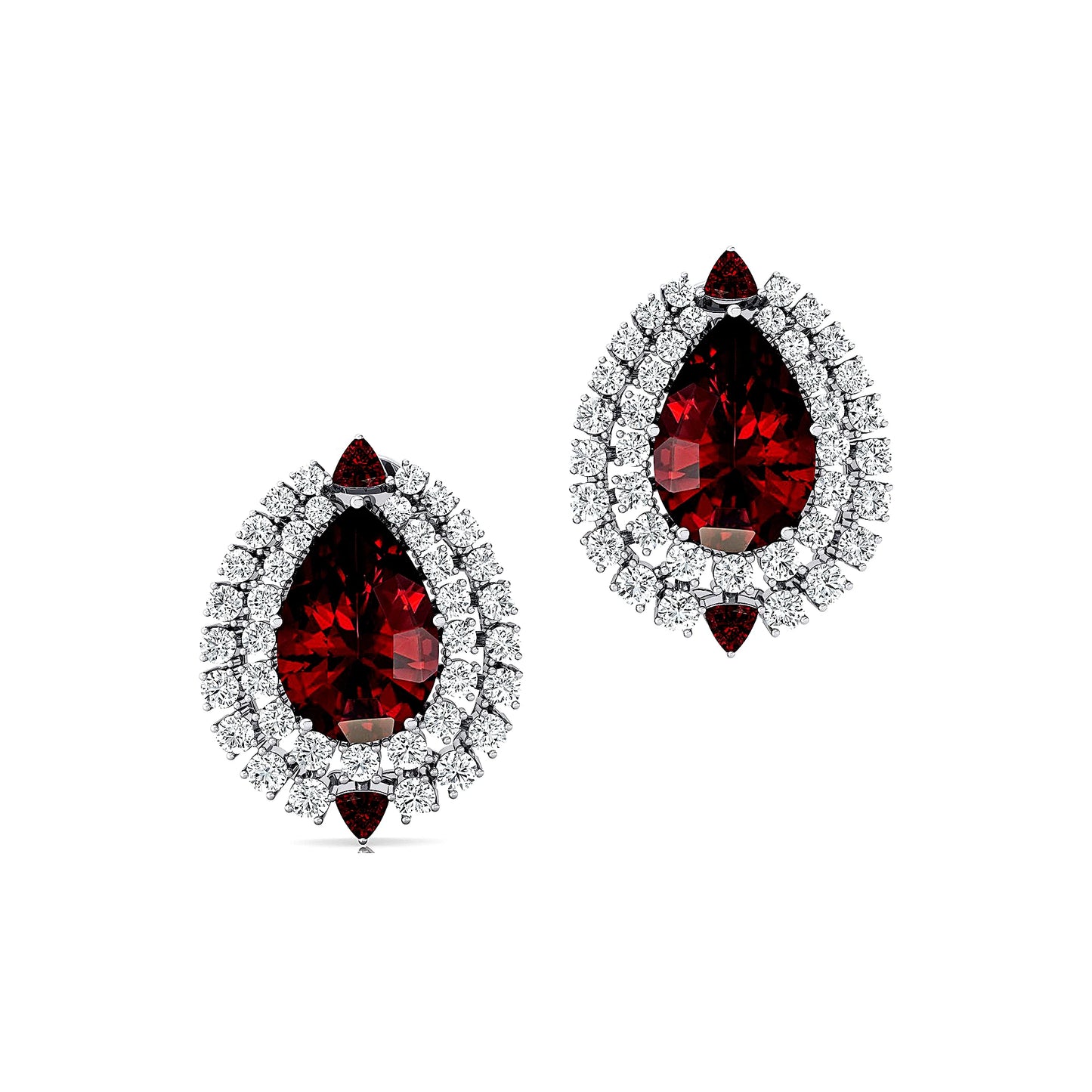 Natural 18k Solid Gold & Real Diamond Halo Solitaire Stud Earrings with Garnet Gemstone Cute Party Jewelry for Women Bulk Price