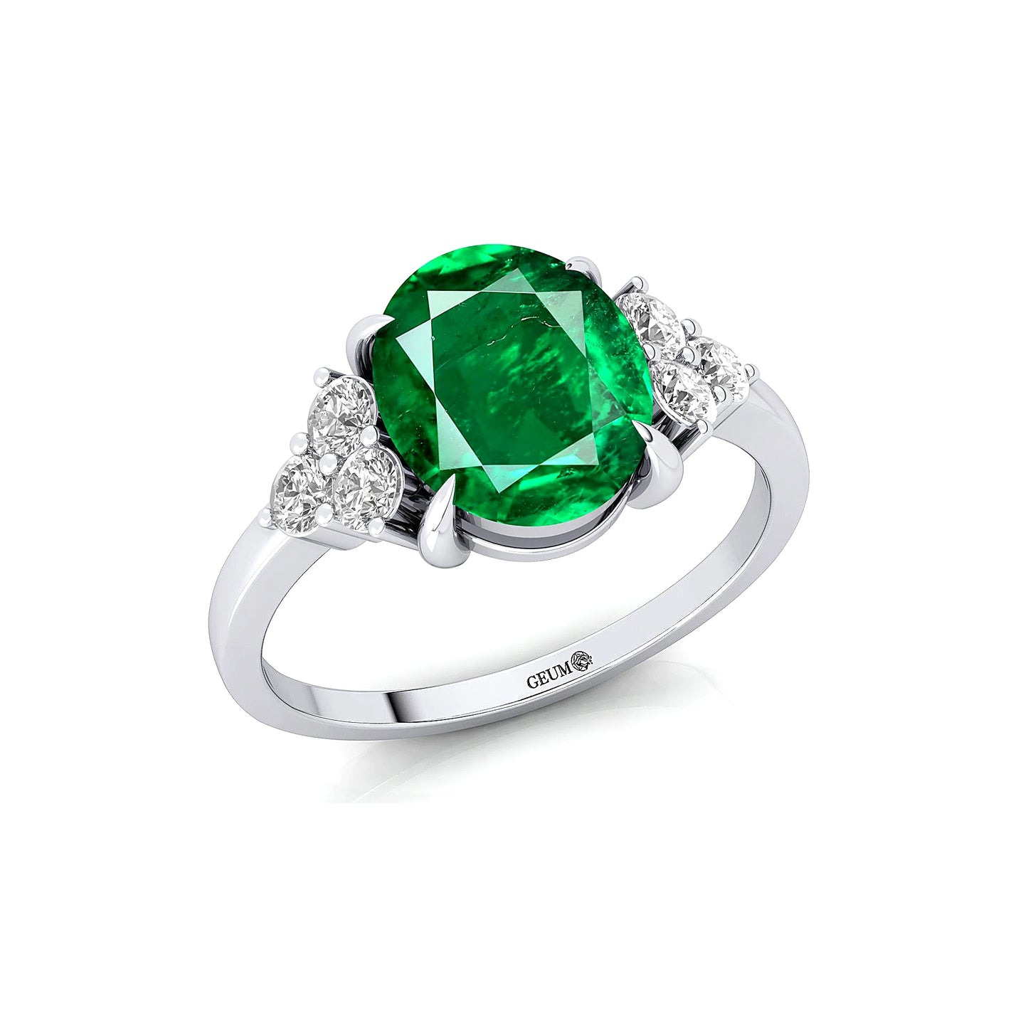 Lab Grown Emerald Gemstone & Diamonds Wedding Engagement Ring0 Antique Design Top Quality 18k Gold Luxury Cluster Rings Party