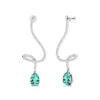 18K Solid Gold Dangle Drop Earring Lab Grown Paraiba Tourmaline Gemstone Real Diamonds Rhodium Plated Certified Wedding Earrings