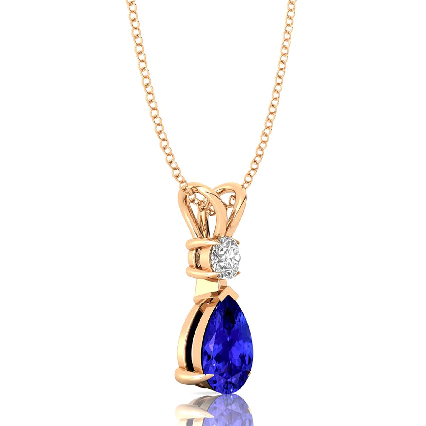 Beautiful Pear Shape Natural Tanzanite Gemstone Pendant Handmade Luxury Fine Jewelry With Small Diamond 14k Solid Gold