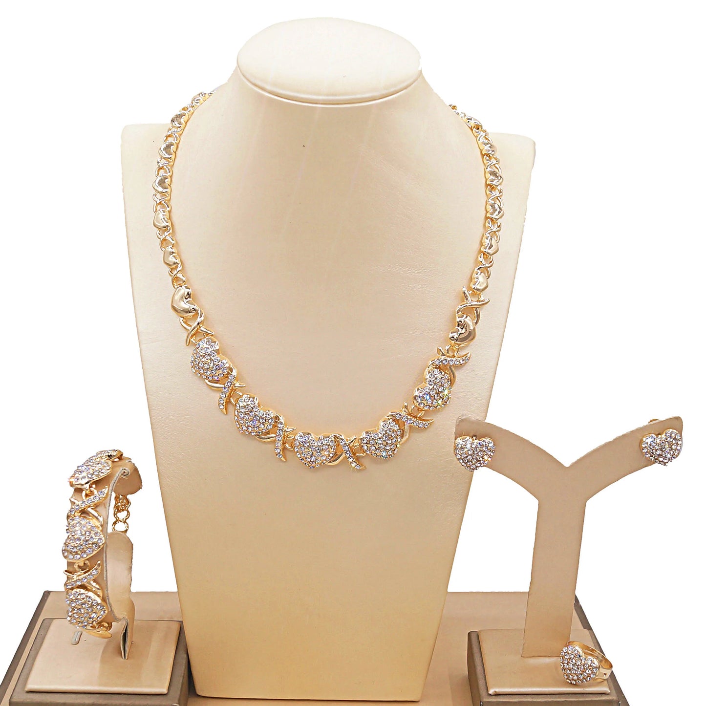 Zhuerrui Big Heart Hugs and Kisses I Love You Jewelry Set American Heart to Heart Xoxo Jewelry Sets Wedding Party Woman X0103
