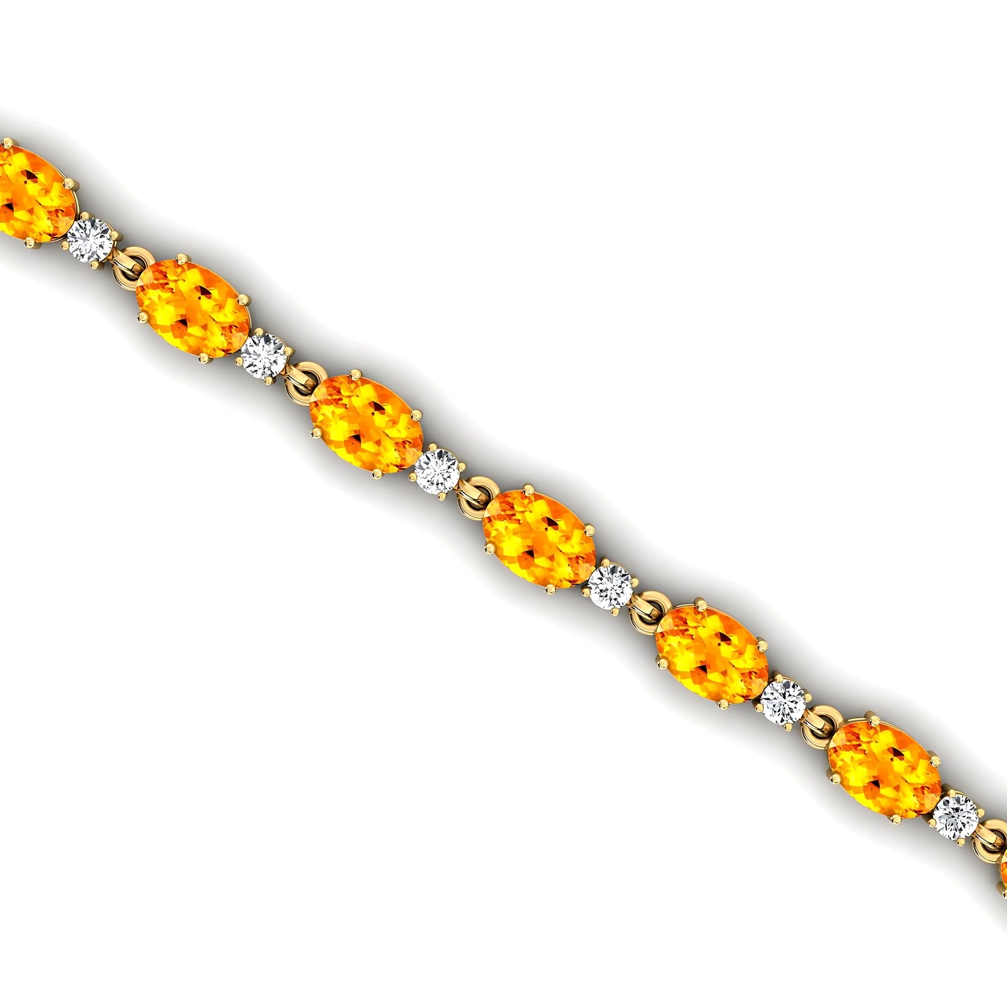 14k Solid Gold Natural Yellow Citrine With Diamond Tennis Bracelet Trendy 2025 Handmade Latest Tennis Bracelet Valentine's Gift