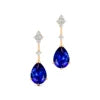 Stylish Elegant Minimalist Cute Lab Grown Blue Sapphire Gemstone Earrings With Real Diamonds 18K Solid Gold Adorned Diamonds