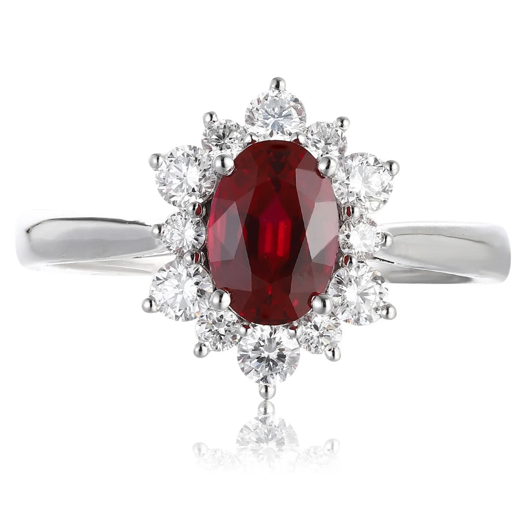 Gemfiori Luster Certified Lab Grown Ruby Platinum Engagement Rings 2025 Trends Wedding Ring for Women's Anniversary Jewelry