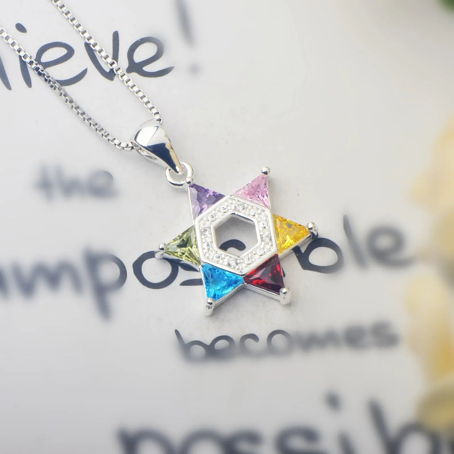Hot Selling Six-pointed Star Zircon Necklace for Women, European and American Fashion Choker Chain Pendant Necklace