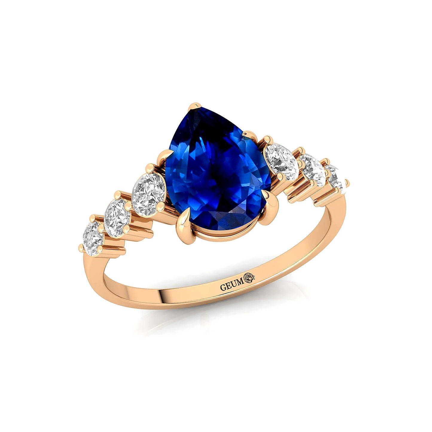 18Kt Gold Classic Lab Grown Blue Sapphire Gemstone Ring For Women Unique Design Diamond Band Wedding Party Wear Rings Jewelry