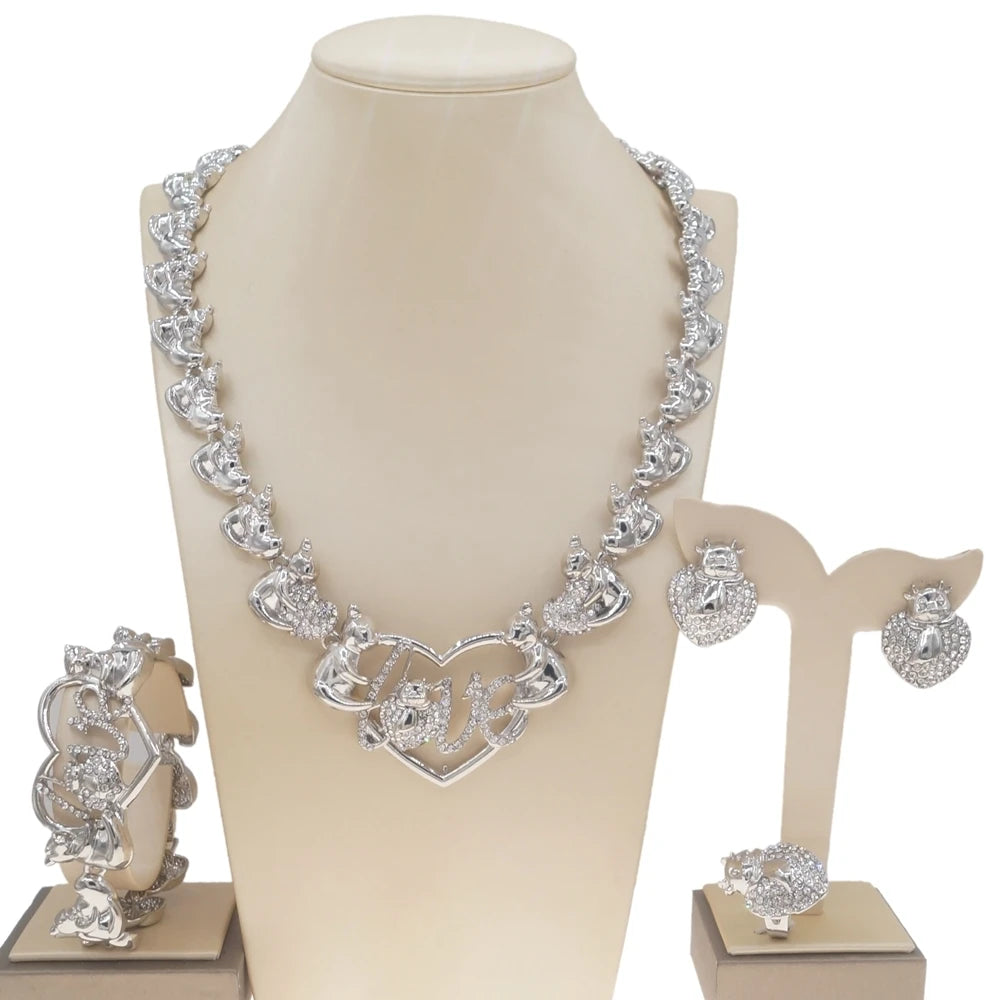Zhuerrui Gold Plated 18K XOXO I Love You Ladies Lovely Fashion Accessories Set X0187