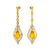 Dainty Drop Earrings Pear Cut Lab Created Yellow Sapphire and Real Diamonds Earrings 18k Solid Gold Rhodium Plated Wedding Gift
