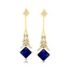 Trending Lab Grown Blue Sapphire Diamond Drop Earrings 18K Fine White Gold Rhodium Plated Wedding Gemstone Fashion Jewelry