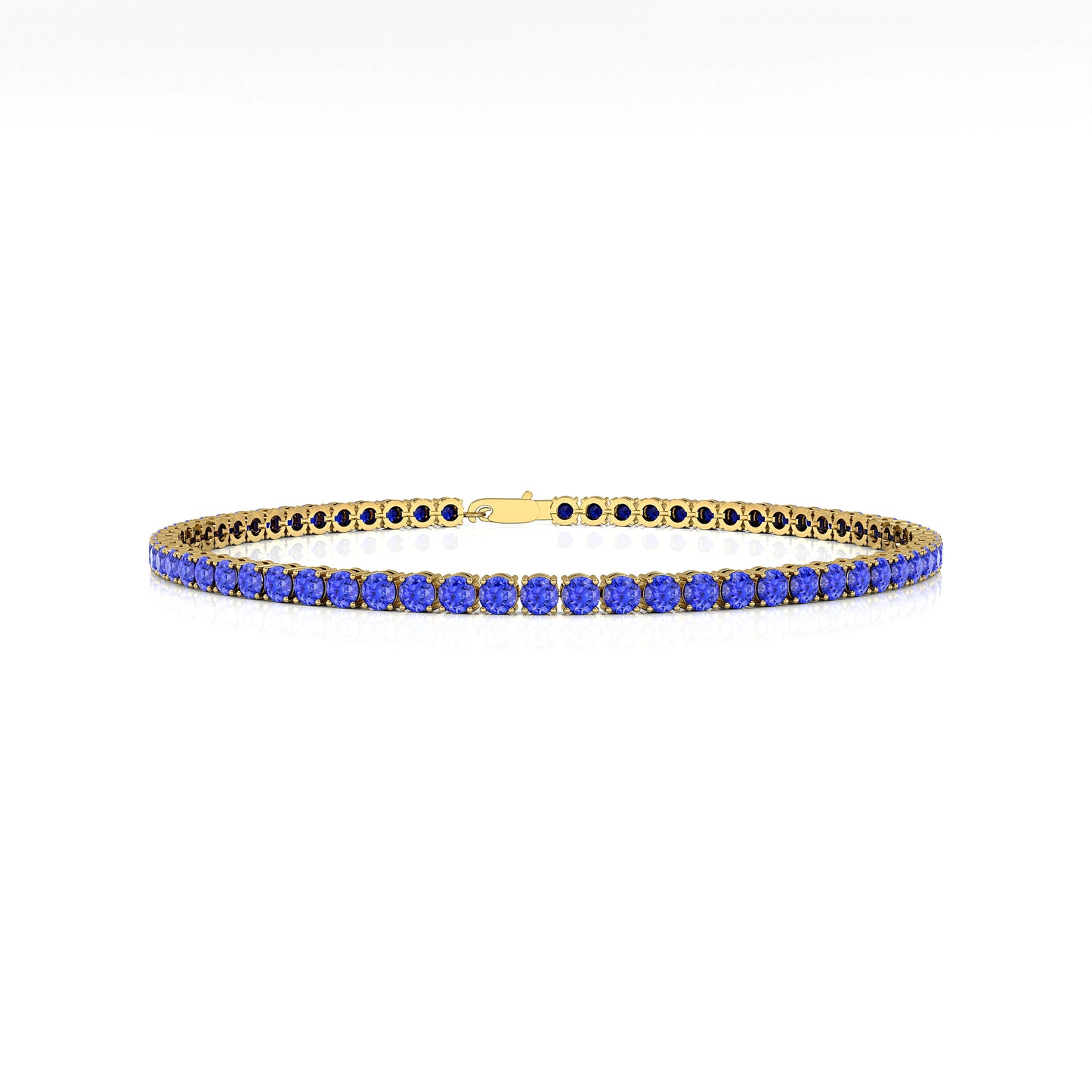 Top-Rated Supplier 14K Yellow Gold Prong Set Natural Tanzanite Tennis Chain Bracelet 2MM Bridal Gift Certified
