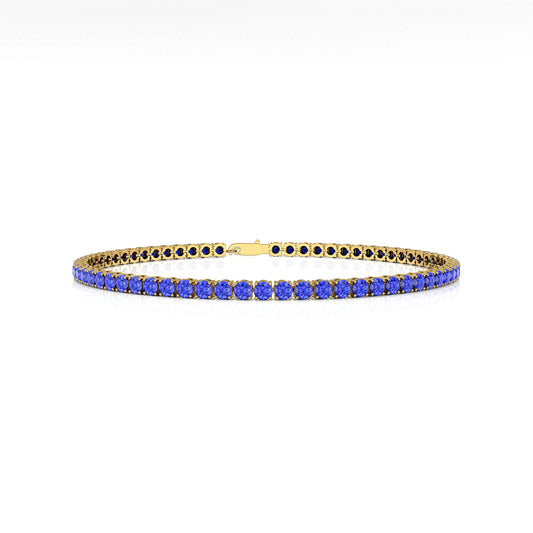 Top-Rated Supplier 14K Yellow Gold Prong Set Natural Tanzanite Tennis Chain Bracelet 2MM Bridal Gift Certified