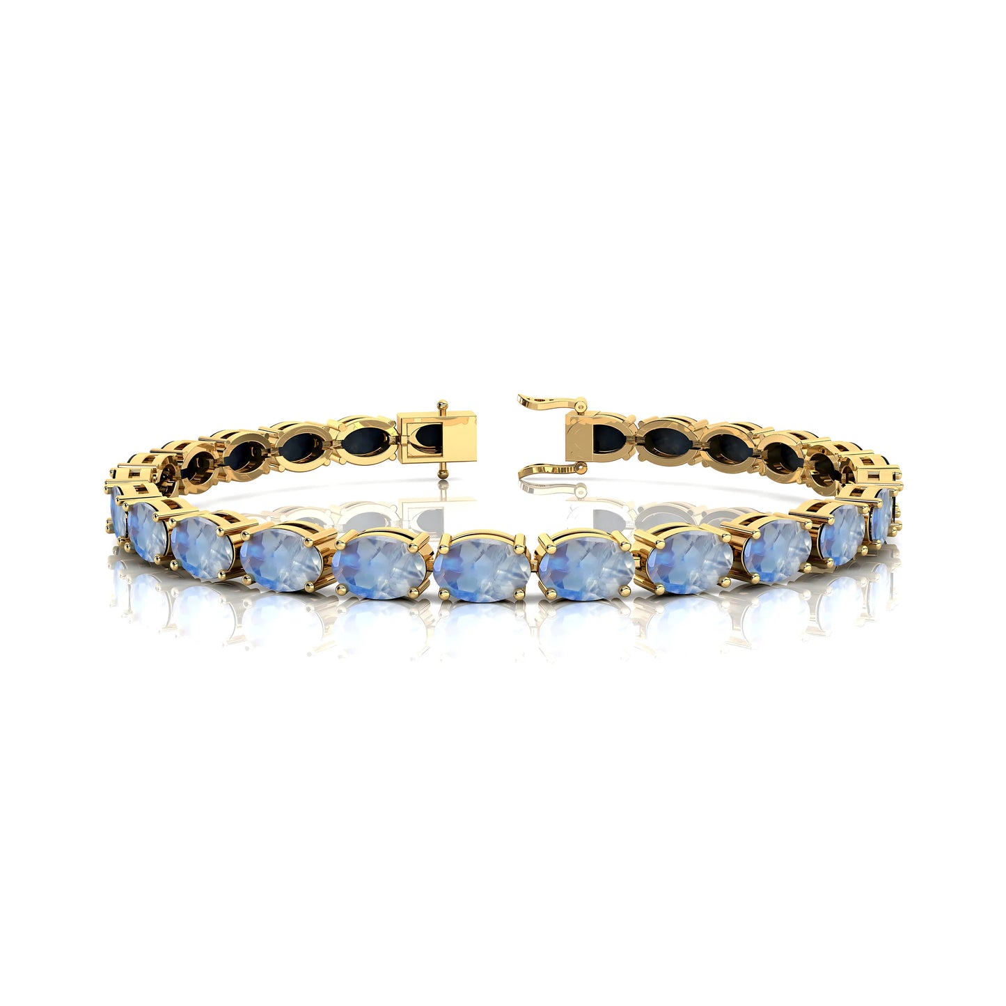 Natural Moonstone Gemstone Handmade Tennis Chain Bracelet 10k 14K 18k Solid Gold Prong Set Unisexual Tennis Bracelet Wholesaler