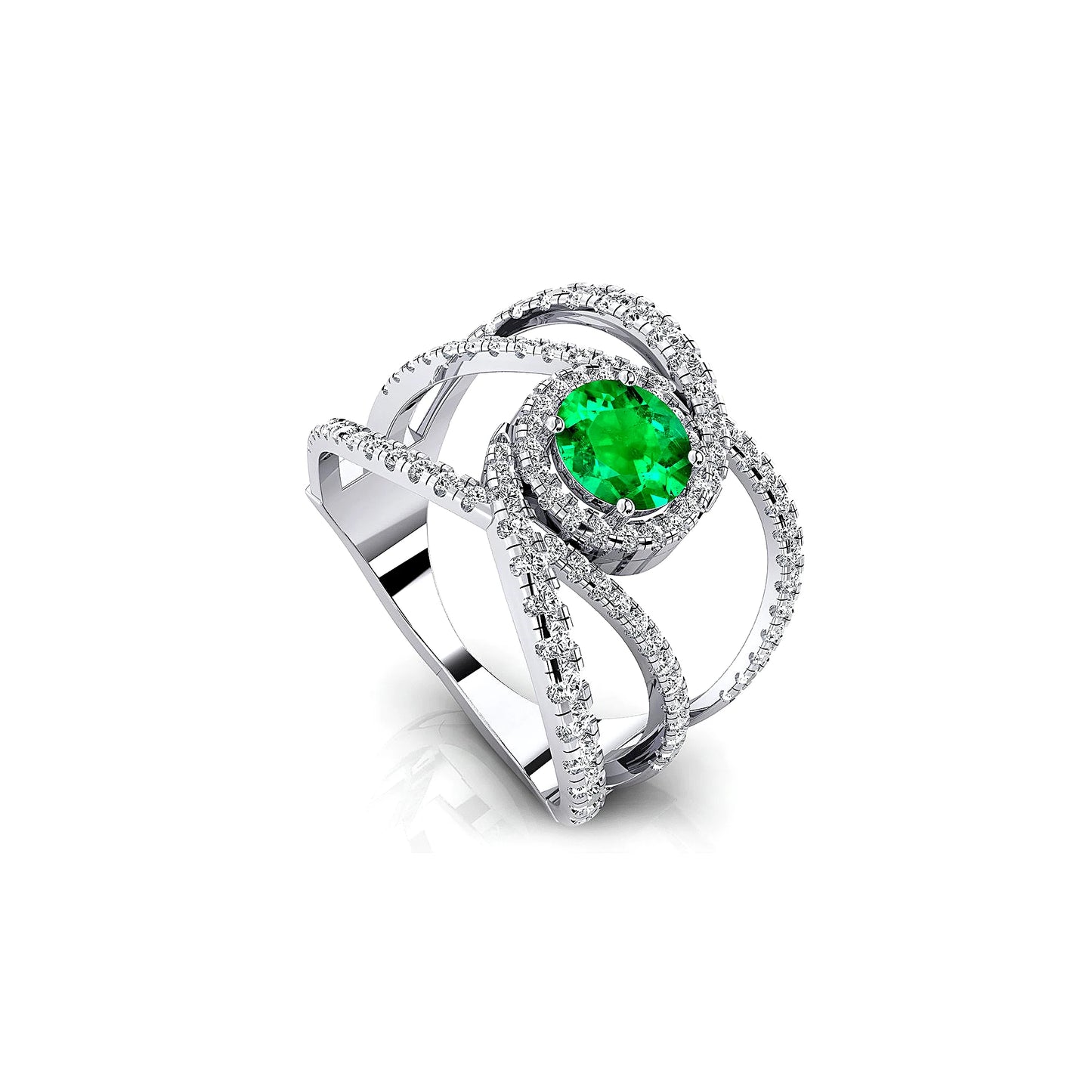 18Kt Solid Gold Luxurious Engagement Rings Lab Grown Emerald Gemstone Natural White Diamonds Halo Solitaire Ring Gift For Her