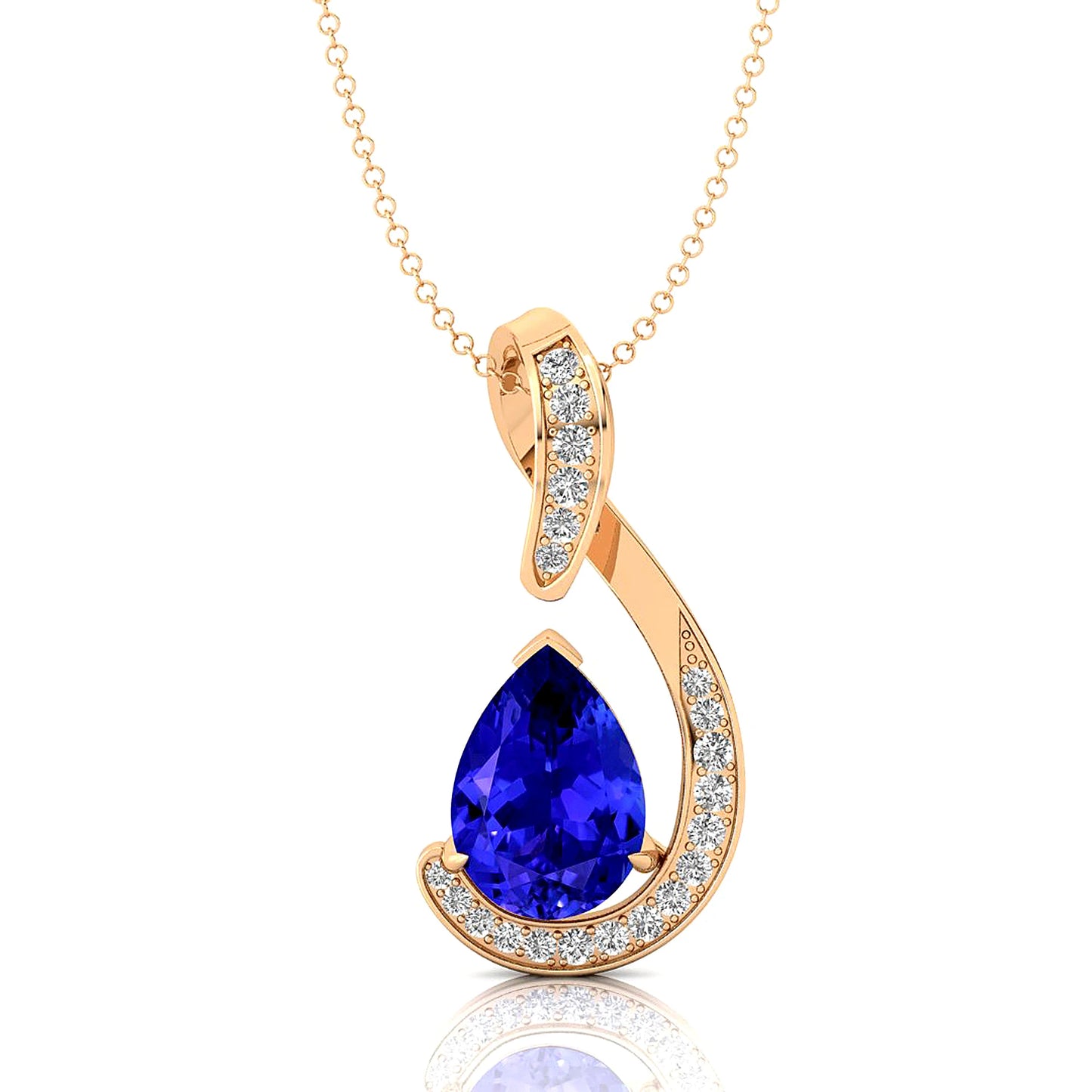 Exquisite Angel Tears Fashionable Natural Tanzanite Gemstone Necklace in 14k Solid Gold With Genuine IGI Certified Diamonds OEM